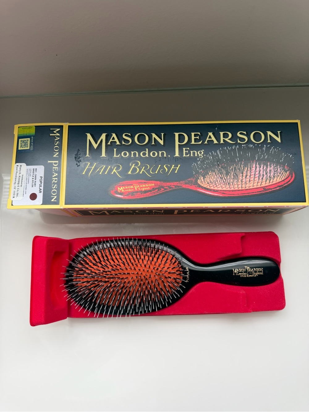Mason Pearson BN1 Popular Mix Bristle & Nylon Hair Brush Dark Ruby